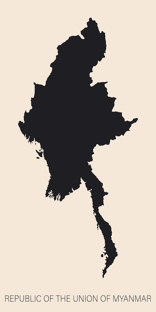 Highly detailed Myanmar map with borders isolated on background Simple icon