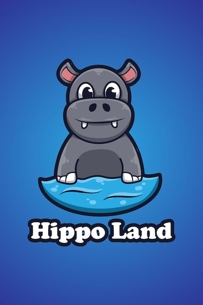 hippopotamus logo cartoon illustration