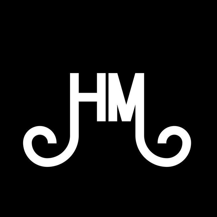 Vektör hm letter logo design on black background hm creative initials letter logo concept hm letter design hm white letter design on black background h m h m logo