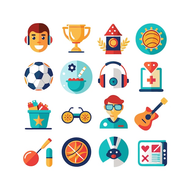 hobbies and interests icon set collection for documents websites and mobile applications