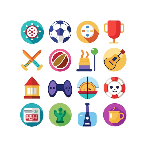 hobbies and interests icon set collection for documents websites and mobile applications