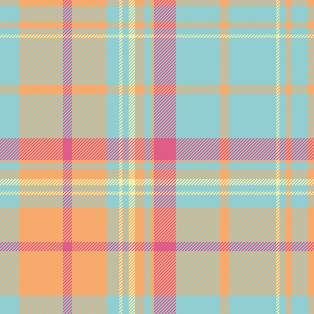 hobby plaid pattern tartan africa background seamless fabric italian texture vector check textile in cyan and orange colors
