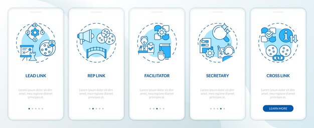 Holacracy core roles blue onboarding mobile app screen