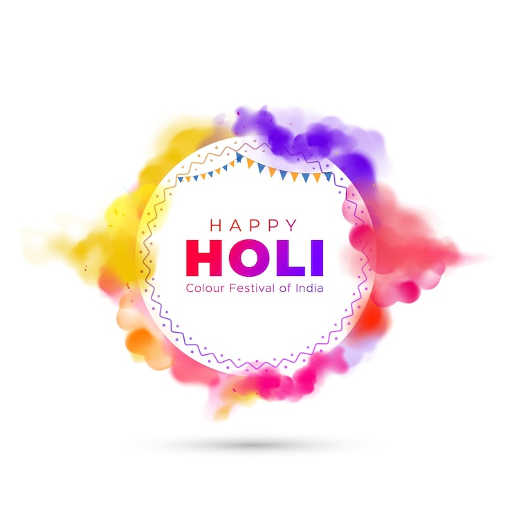Vektör holi renk festivali şablonu arka planı ve renk sıçraması