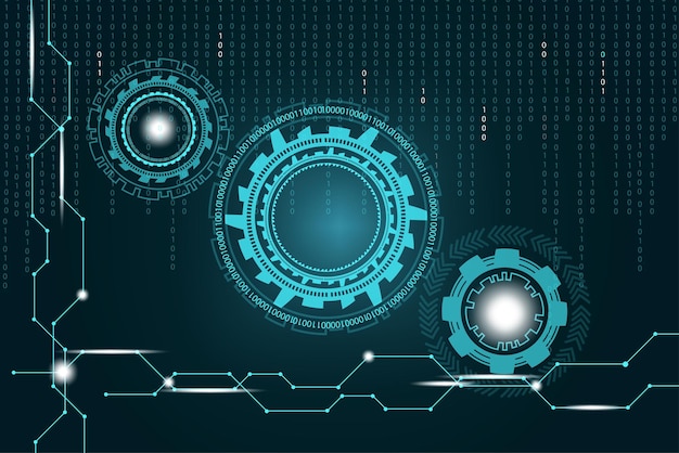 Hologram background gears. Digital technology. Vector illustration.