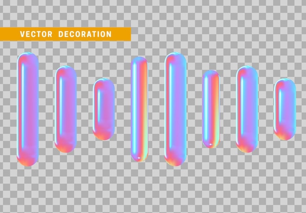 Hologram colors Capsule Geometric shape. Realistic 3d design. vector illustration