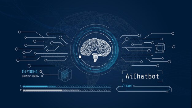 hologram of digital brain with artificial intelligence neural network concept