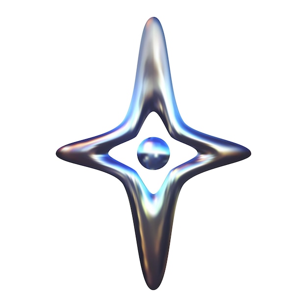 Holographic chrome element in metallic shades with realistic d design liquid metal shape