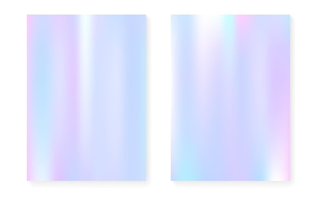 holographic cover set with hologram gradient background. 90s, 80s retro style. iridescent graphic template for flyer, poster, banner, mobile app. futuristic minimal holographic cover.