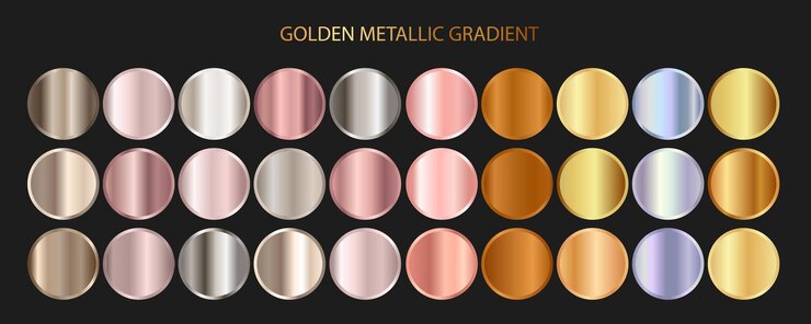Vektör holographic gold rose silver bronze and golden foil texture gradation background set