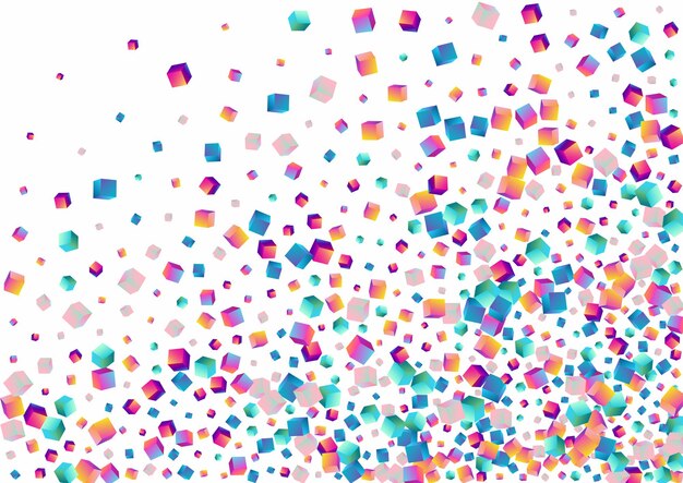 holographic polygon. multicolored shiny rhombus. gradient cube structure template.