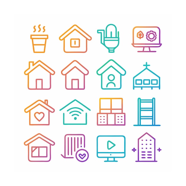 Home and Living Icon Set Vector Illustration