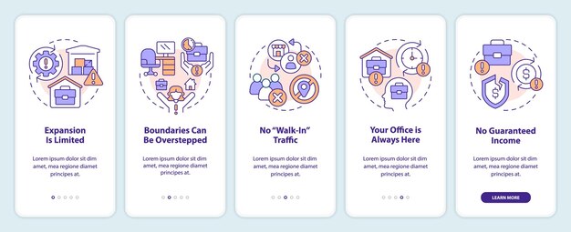 Home based business drawbacks onboarding mobile app screen