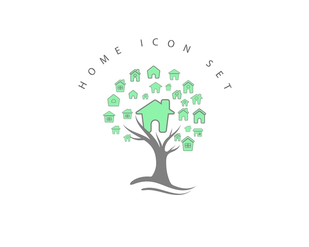 Home icon set on white background Premium Vector