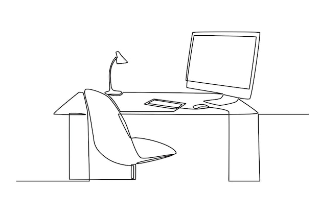 home office concept oneline drawing