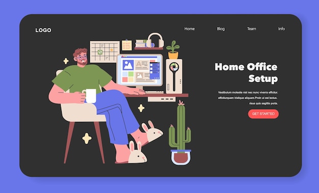 Home office setup illustration a tranquil work environment at home featuring a wellorganized desk