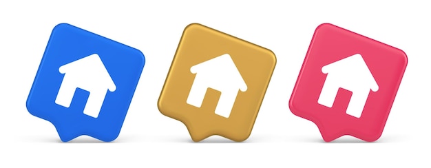 Home page button house web symbol cyberspace application interface 3d realistic icon