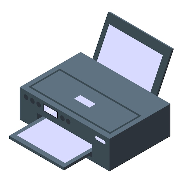 Home printer icon isometric vector Computer paper printer Office graphic scanner
