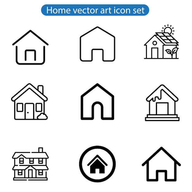 home vector art icon set illustration on white background use for web and app design and logo