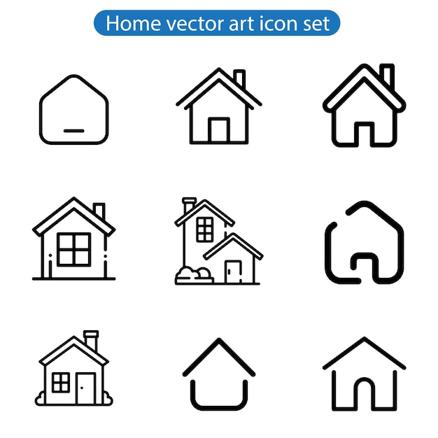 home vector art icon set illustration on white background use for web and app design and logo