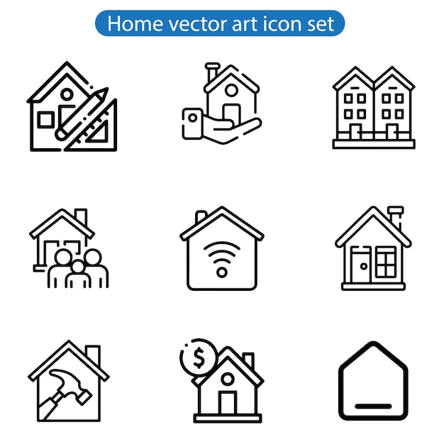 home vector art icon set illustration on white background use for web and app design and logo