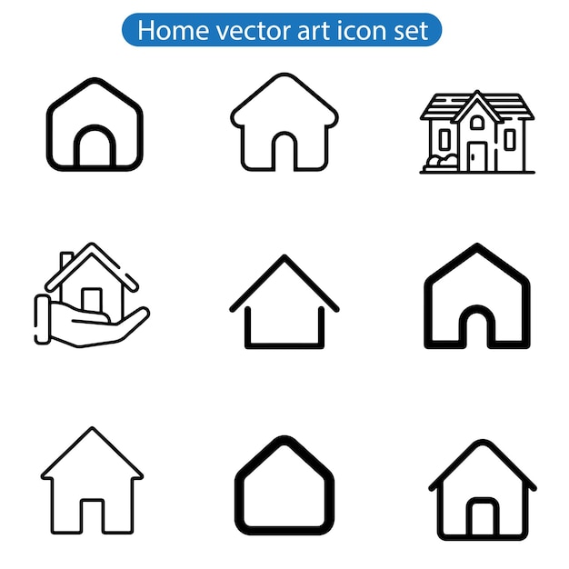 home vector art icon set illustration on white background use for web and app design and logo