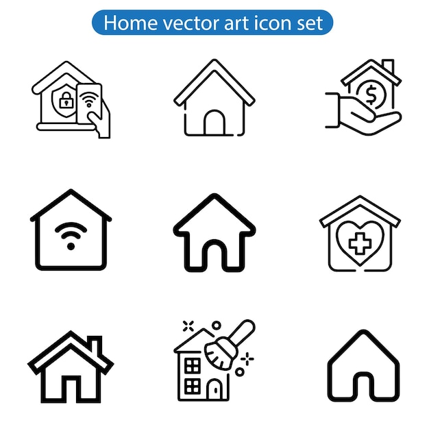 home vector art icon set illustration on white background use for web and app design and logo