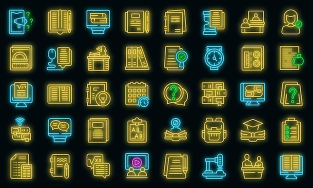 homework help icons set outline vector bonding activity vector neon