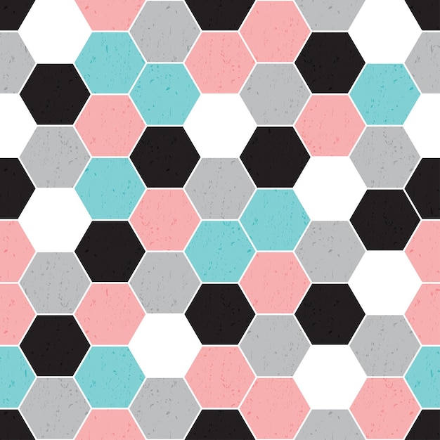 Honeycomb colorful pattern background in retro style Vector illustration of seamless pattern