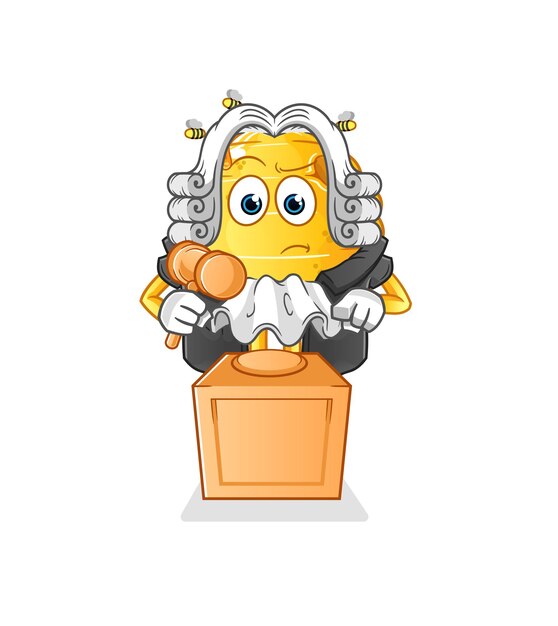 Honeycomb judge holds gavel. character vector