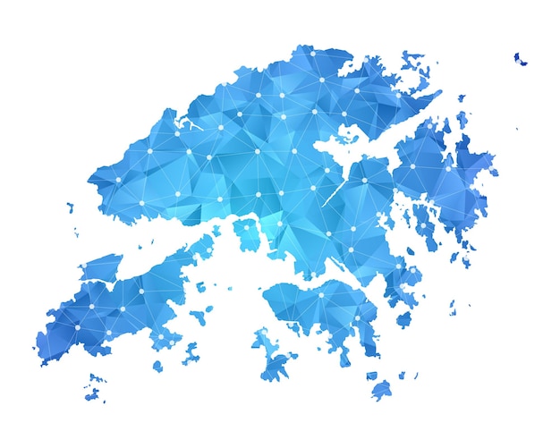 Hong Kong kortlinje prikker polygonal abstrakt geometrisk.