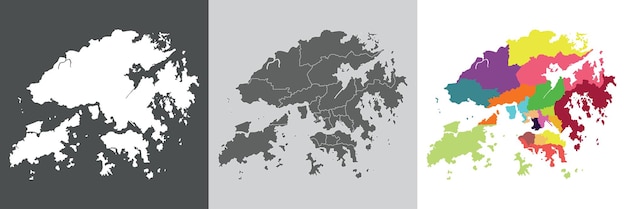 Hong Kong map Map of Hong Kong in set