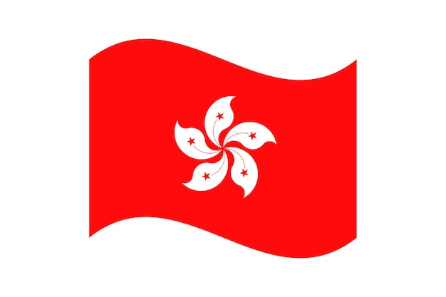 Hong Kong wavy flag digital vector illustration Fluttering flag