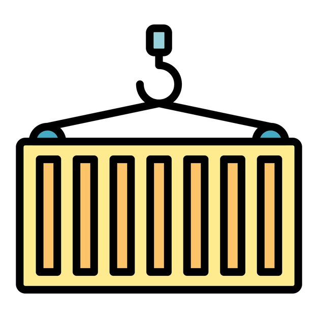 Hook crane take container icon Outline hook crane take container vector icon color flat isolated