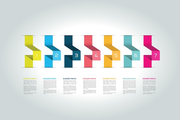 Horizontal 3D timeline concept Infographic Vector