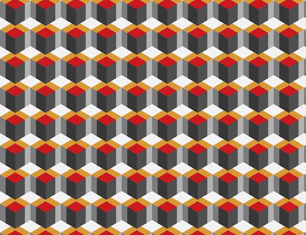 horizontal 3d vertical gray red yellow gradient seamless cubic geometric shape pattern background de