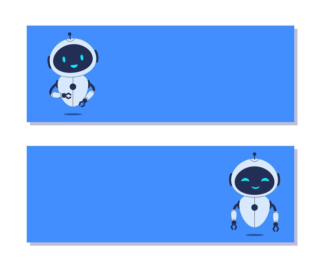 horizontal background with robot and copy space for text vector banners for techthemed designs