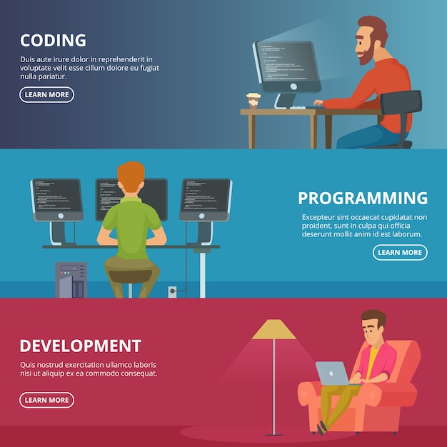 Horizontal banners with designers and programmers