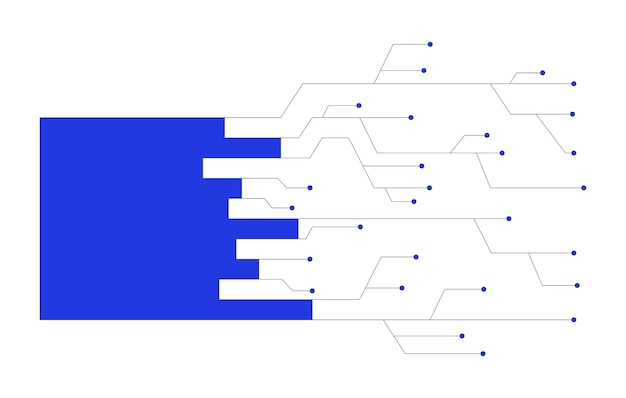 Horizontal bar chart digital data circuit lines 2D cartoon object