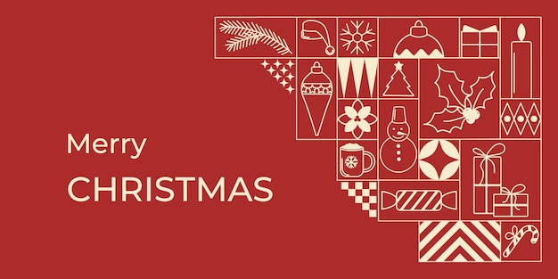 Horizontal geometric minimalistic line style horizontal background with Christmas Modern Christmas
