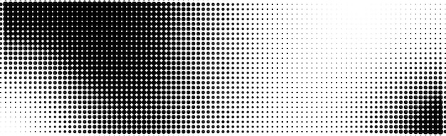 Horizontal halftone background with faded texture Grunge wallpaper with black dots monochrome fade
