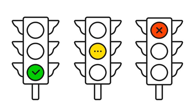 Horizontal traffic light. isolated vector illustration on white background