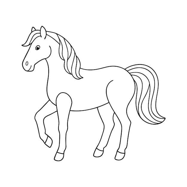 horse drawn line art vector on a white background