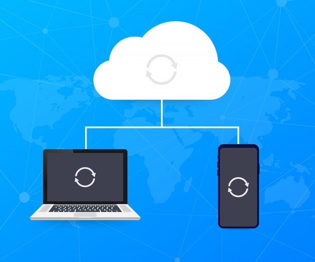 Hosting cloud concept with computer, smartphone and tablet , cloud computing technology. 