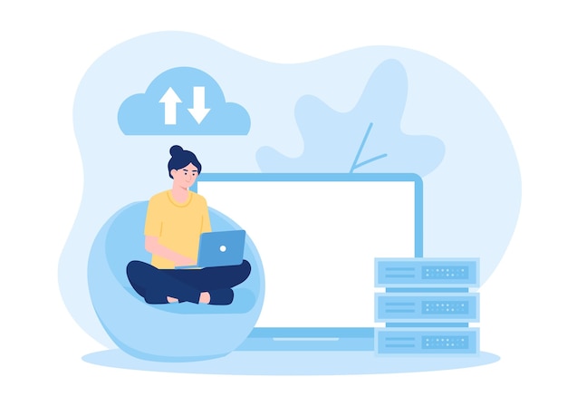 hosting technology server maintenance service database storage programming concept flat illustration