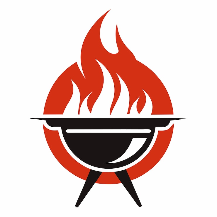 Vektör hot grill logo design concept vector art and illustration