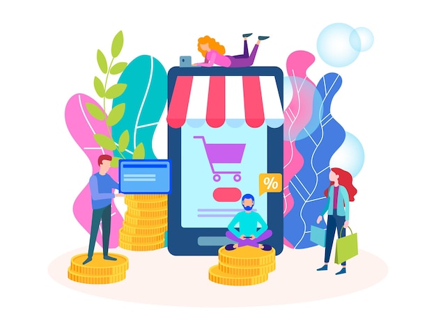 Hot Sale in the online store mobile application young people get a notification of discounts
