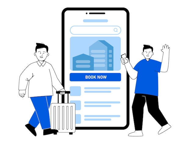 Hotel booking order room for stay during travel using smartphone large phone screen smartphone