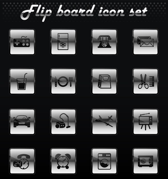 Hotel room service vector flip mechanical icons for user interface design