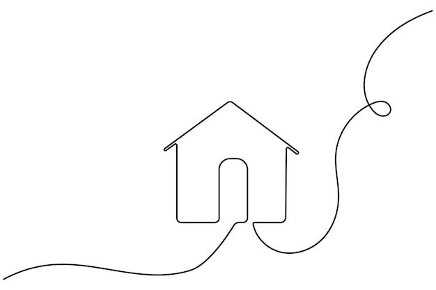 house continuous one line drawing of isolated outline vector icon